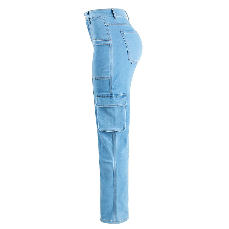 Cargo Jeans For Women Clothing Woman Solid Loose Pants Trousers