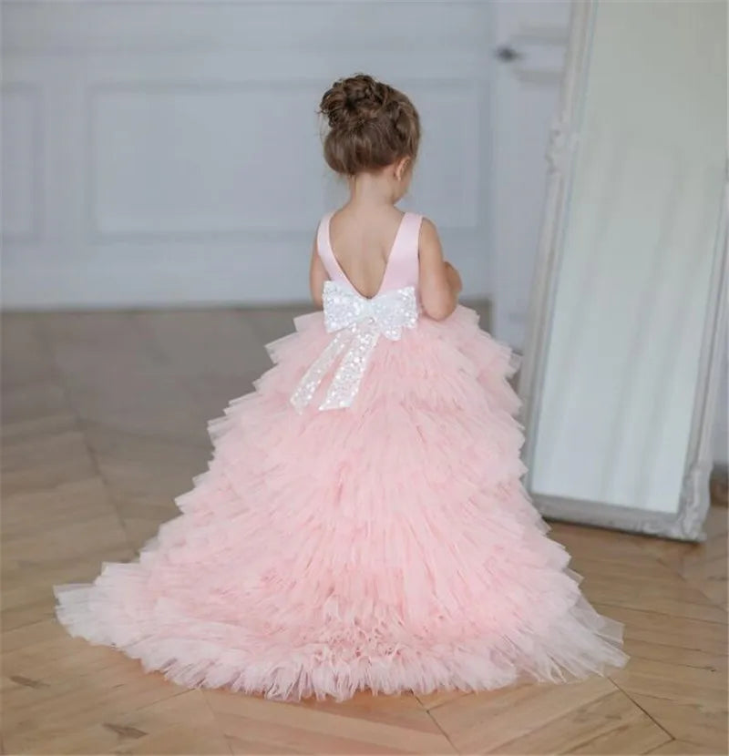 Puffy Flower Girl Dress for Wedding Princess Pageant Gown Birthday Dresses Kid Size