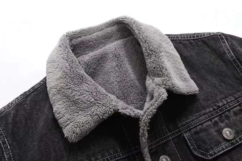 Winter Men's Jacket Thickened Denim Jacket Warm Men's Cotton Padded Jacket Down Jacket