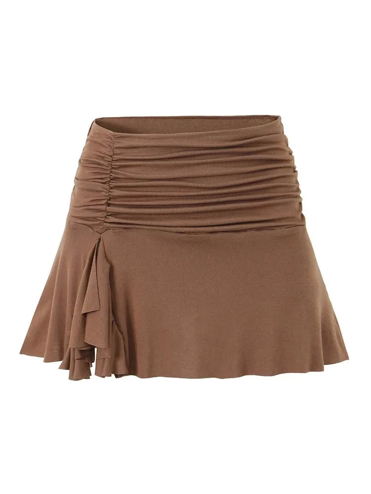 Spring Summer Casual Simple Sexy Party High Street Pleated Design Short Mini Skirt For Women