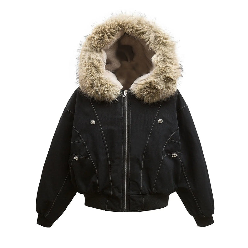 Fur Collar Hooded Puffer Coat Luxury Padded Jacket Tops Men Clohting