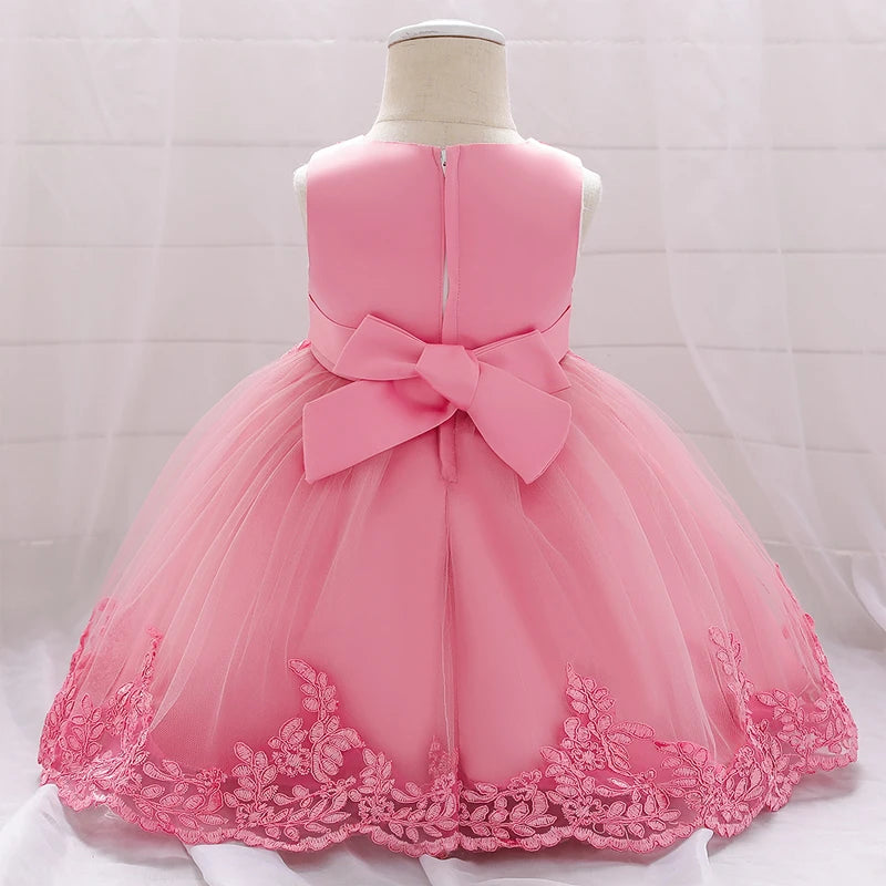 Summer Ceremony First Birthday Dress For Baby Girl Clothes Flower Baptism Princess Dress