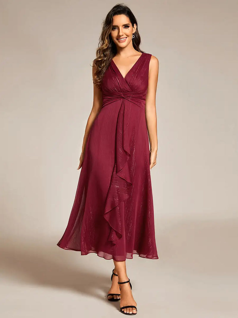 Evening Dresses Sleeveless Glittery Ruffled Ever Pretty of Midi Wedding Guest Dress