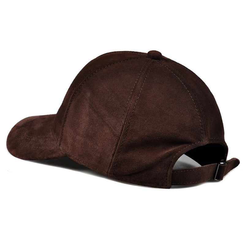 Leather Hat Men Male Winter Top Nubuck Cowhide Adjustable Baseball Cap Big Brim Suede Casual Women