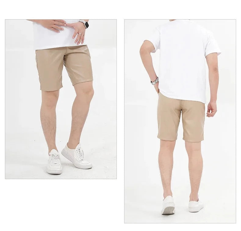 Casual Faux Leather Short Pants Male Summer Business Office Shorts