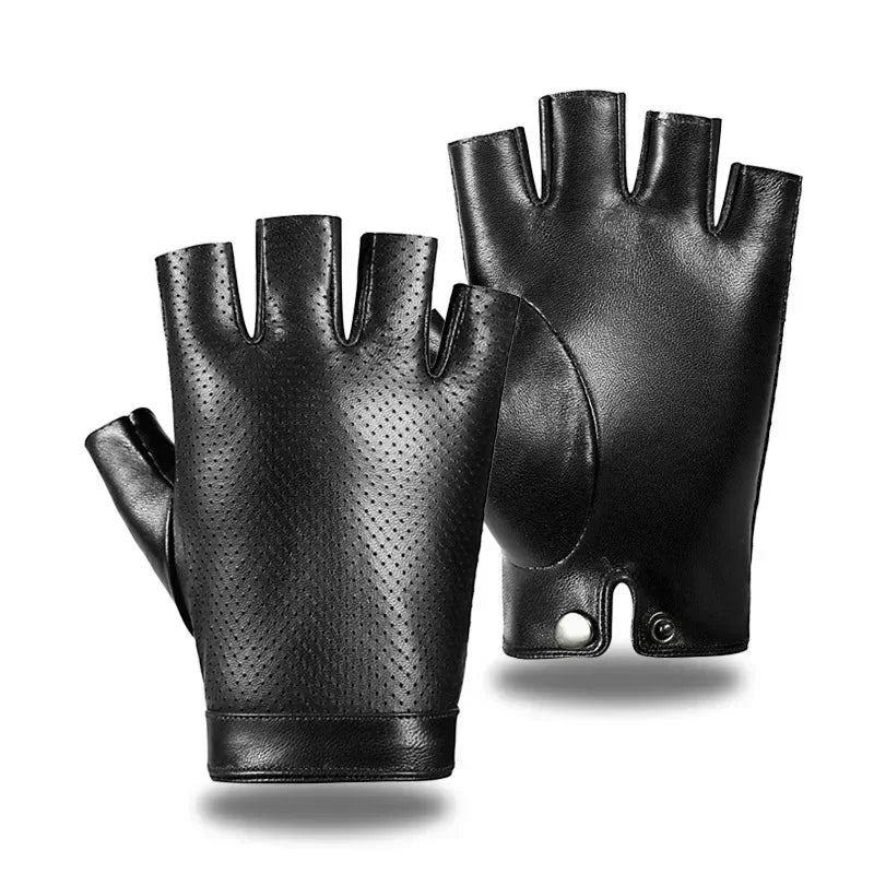 Men Half Finger Driving Gloves for Fitness Breathable Leather Gloves Fingerless Driver Sports Motorcycle