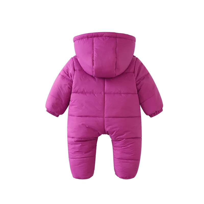 Autumn Winter Baby Girl Hooded Coat Thickened Jumpsuit Newborn Warm Rompers