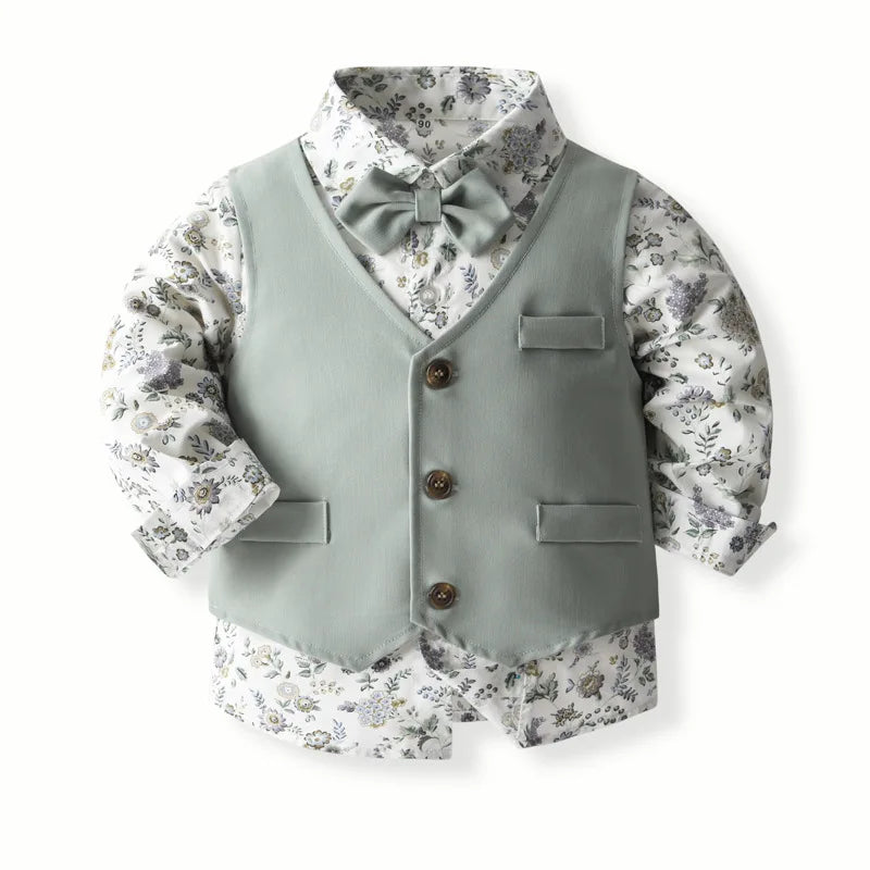 Children Sets Boy Formal Dress Children Floral Shirt Suit Boy Children Dresses