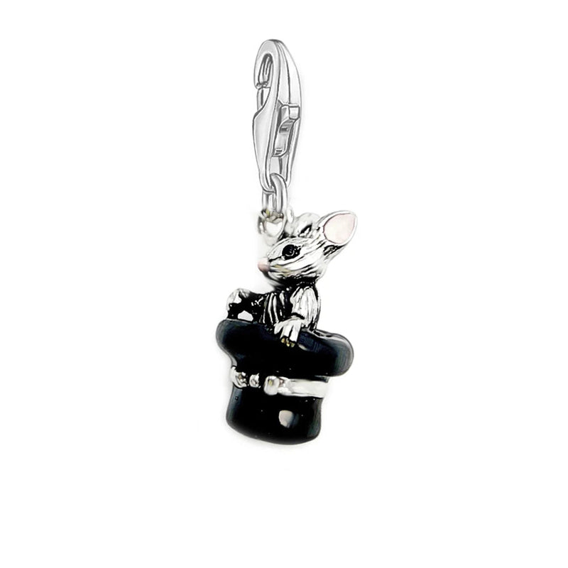 925 Sterling Silver Rabbit Charm Magician Jewelry Bunny With Top Hat Magic Cute Gift