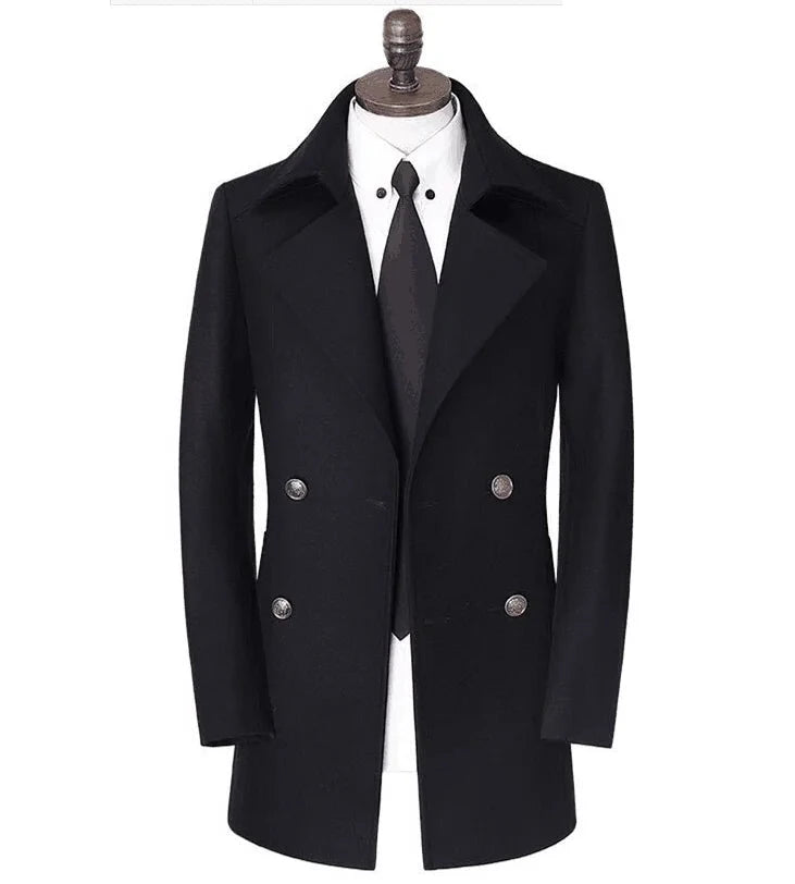 Mens Coat Men Autumn winter Slim Jacket Double-breasted overcoat