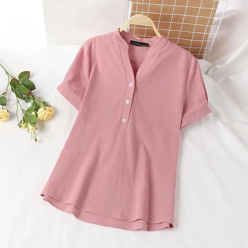 Summer Elegant Blouse Vintage Work Tunic Tops Women