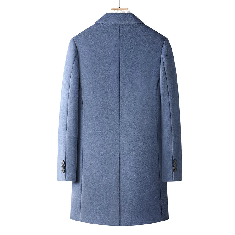 Handsome Trend Woolen Coat Men's Autumn and Winter Cashmere Thickened Warm Coat Thick