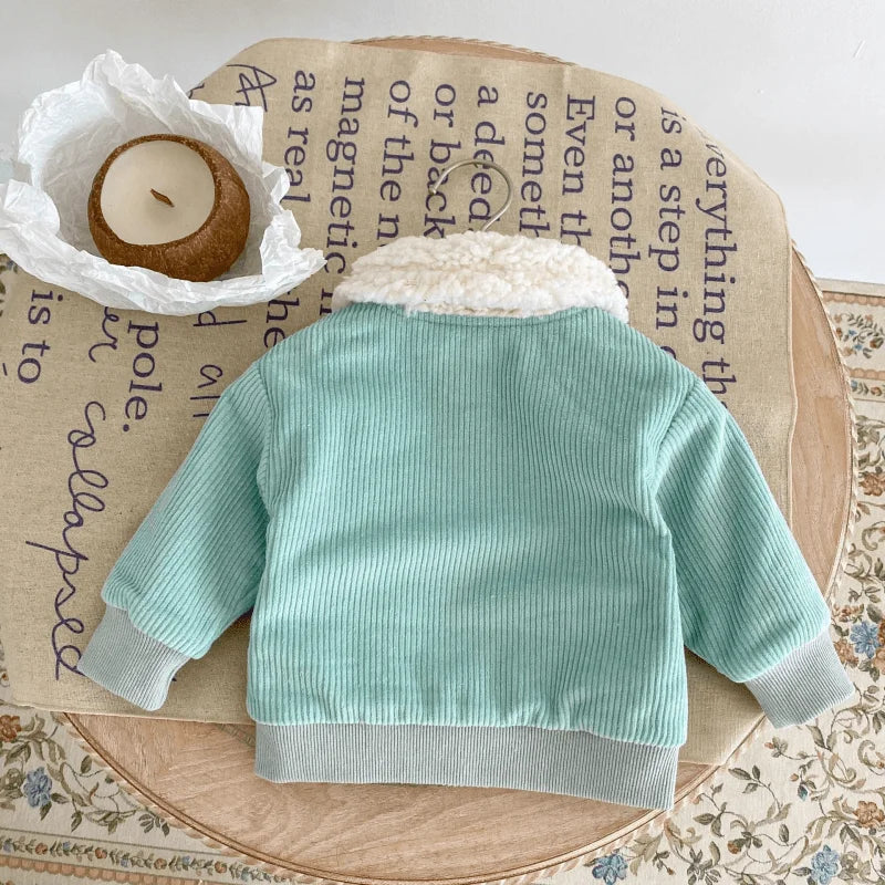 Corduroy Thick Jacket Autumn Infant Toddler Child Cardigan Fleece Warm Coat