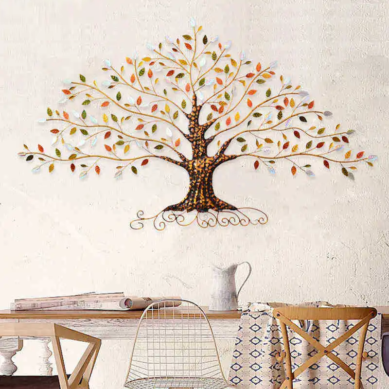 Retro Iron Rich Lucky Tree Wall Decoration Home Decor Living Room  Accessories Art