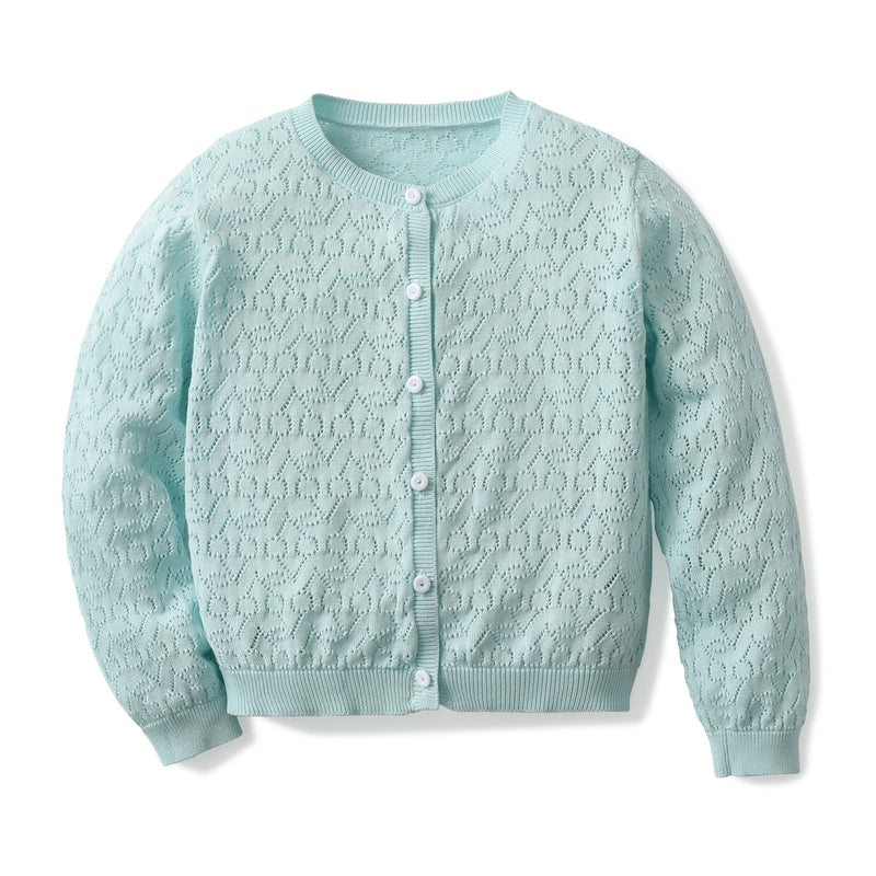 Kids Round Collar Knitted Sweater Children Babies Organic Girls Openwork Cherries Knit Cardigan Coats