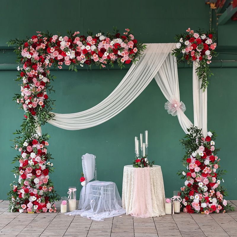 Party Decorations Customized Pink Greenery Artificial Rose Hydrangea Flower Arrangement Event Backdrop Props valentine's day