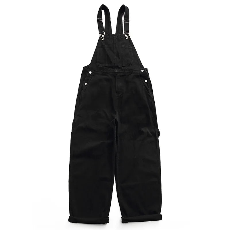 Summer Cargo Overalls Pants Denim Jumpsuits Loose Work Pants Solid Color Casual Streetwear