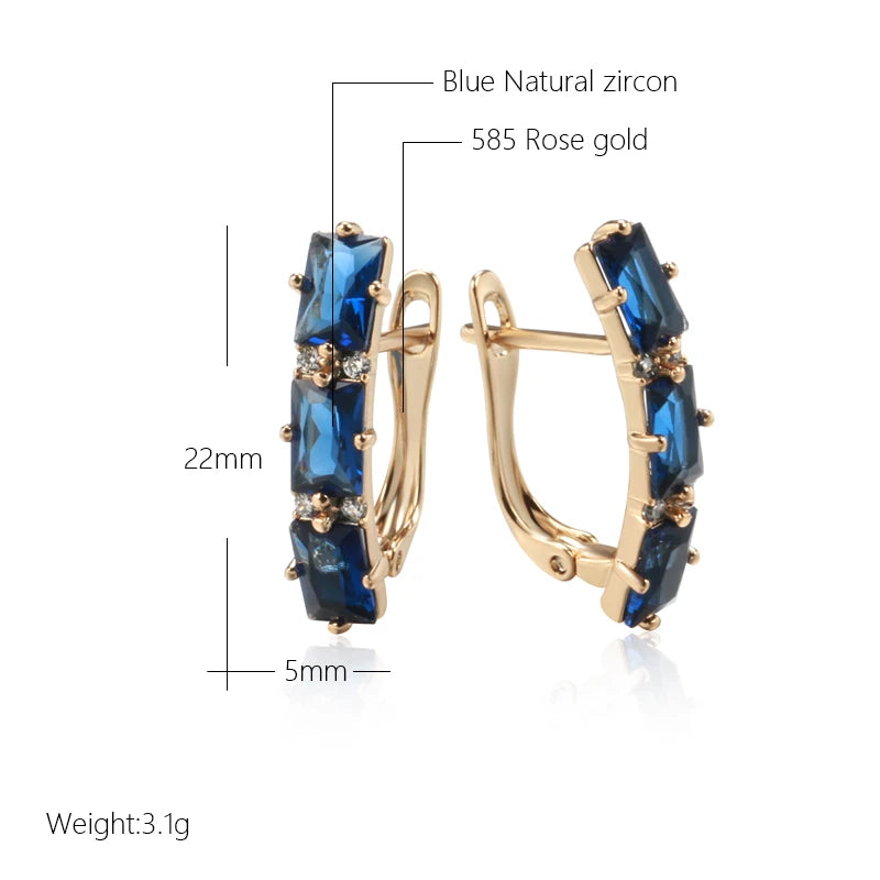 Natural Zircon Drop Earrings for Women Oblong 585 Fine Jewelry