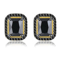 Natural Black Spinel Sterling Plated Stud Earring 5.8 Carats Genuine Gemstone Classic