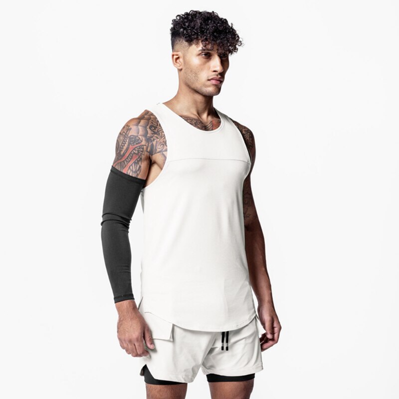 Summer Men Stretch Sleeveless Vest Men Gym