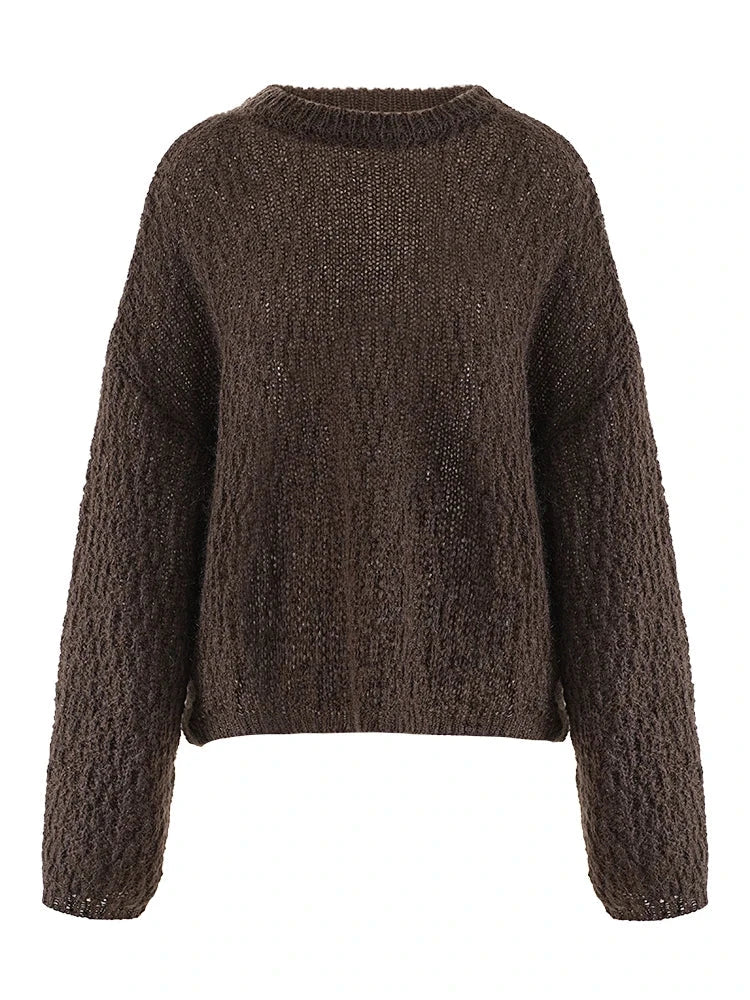 Women's Sweater Round Neck Wool  Knitted Pullovers Autumn