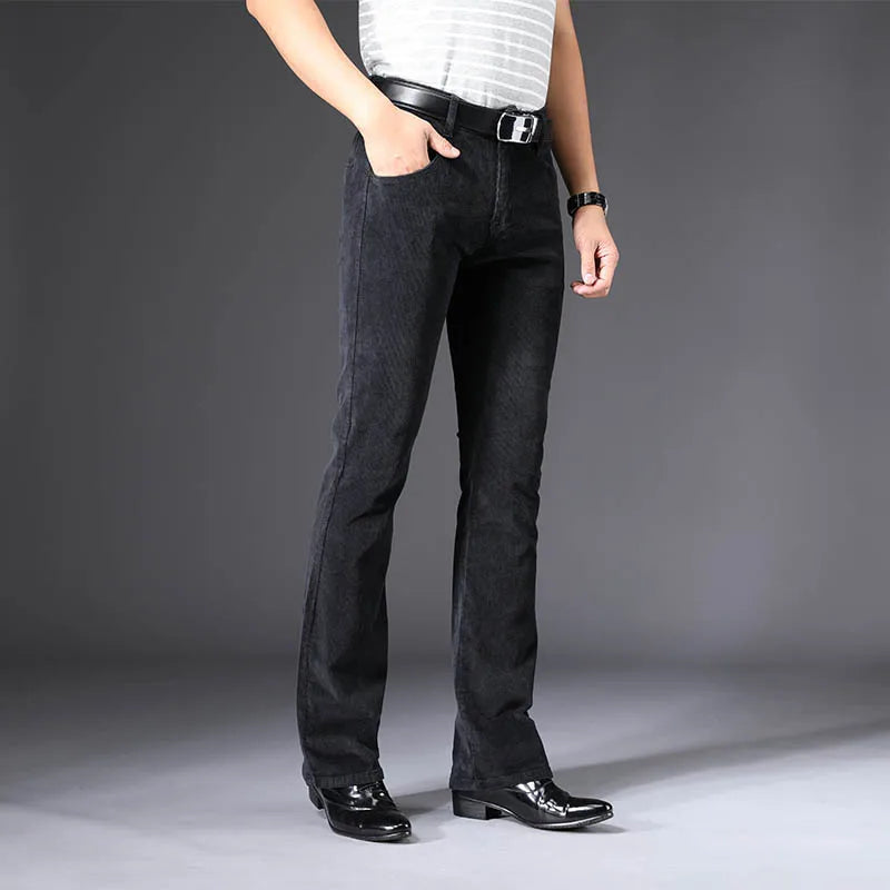 Men Autumn And Winter Micro Horn Lamp Core Flannelette Trousers Velvet Casual Pants