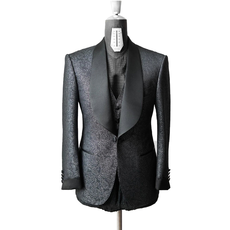 Classic Jacquard Wedding Men's Suit Business Slim Fit 2-Pieces Coat Vest Tailor-Made Groom