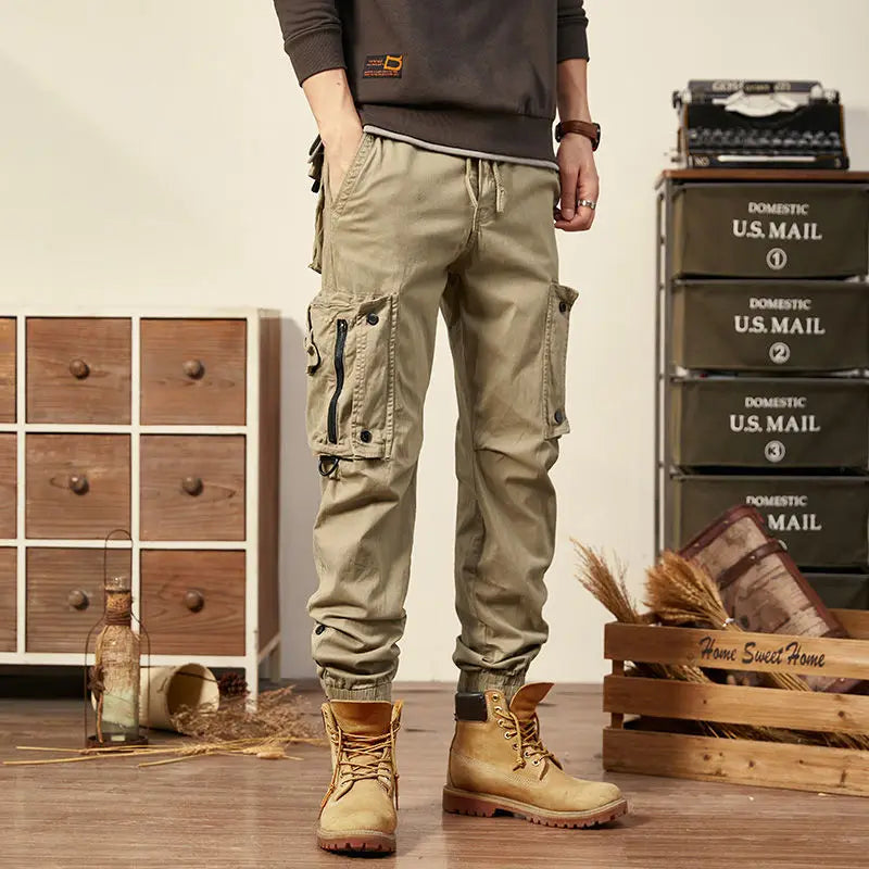 Spring Autumn Men Cargo Pants Multi Pocket Khaki Trousers Casual Military Cotton Pants Men Pantalon Cargo