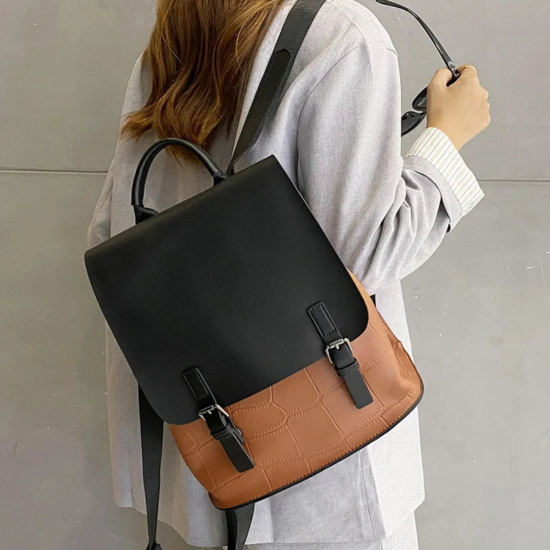 Women Leather Backpack Women Backpacks Retro Ladies Double Shoulder Bags