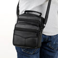 Male Black Crossbody Bag Luxury Leather Waterproof Handbag Businessmen Multifunctional Large Capacity Shoulder Bags