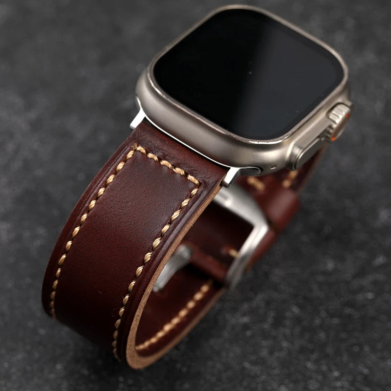 Handmade Leather Watchband Thickened Strap Leather Men