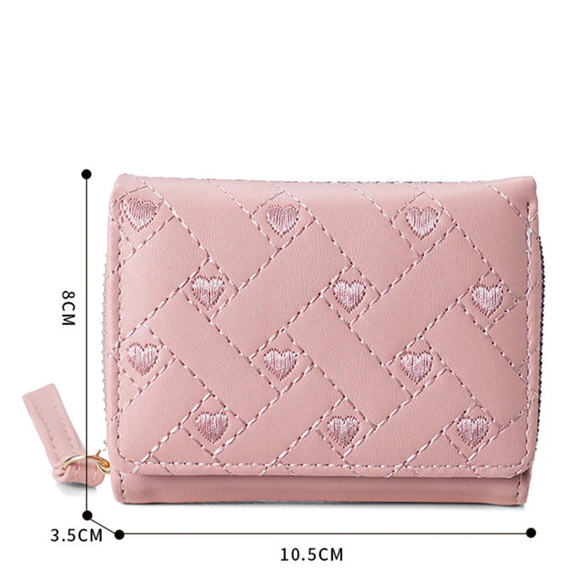 Women's Wallet Tri Fold Card Bag Embroidered Pattern