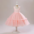 Kids Pink Suspender Party Dress for Girls Child Costume Princess Dresses Bridesmaids Summer Dress