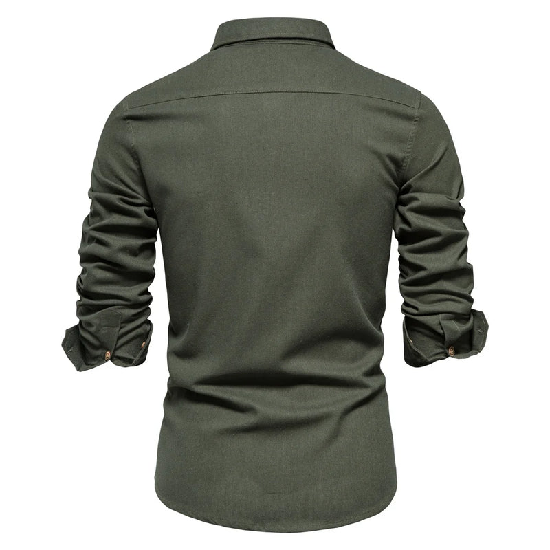 Men's Shirts Single Pocket Solid Long Sleeve Shirts for Men Spring Men