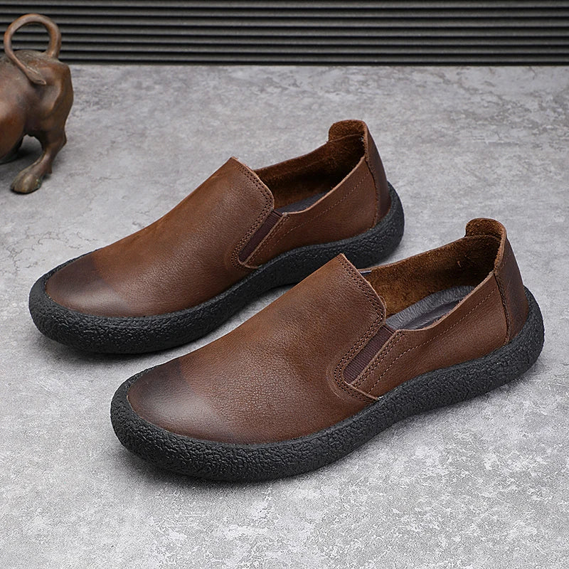 Men Genuine Leather Casual Shoes Style Men Simple Flats Autumn Designer Loafers