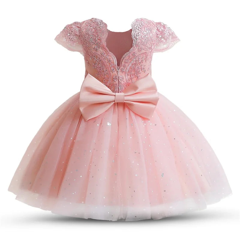 Girls Floral Bridesmaids Princess Dresses Birthday Evening Party Bowknot Ball Gown Party Pageant Dress Kids Dresses