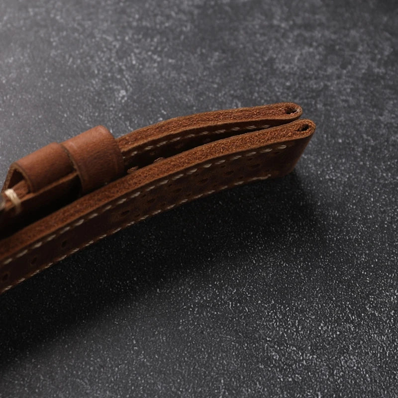 Handmade Leather Watchband Breathable Style Thickened Style Men's Bracelet Vintage Style