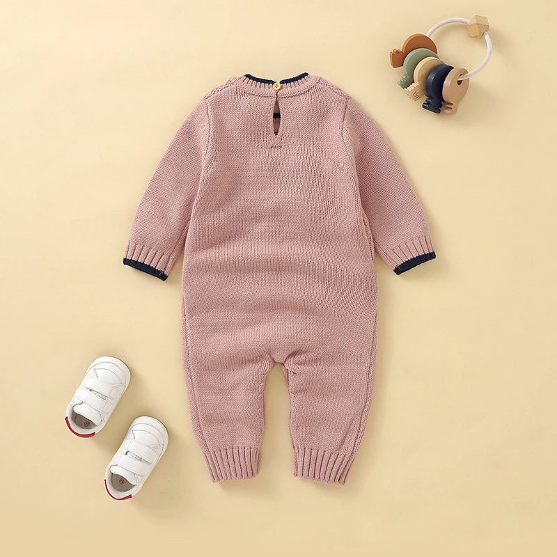 Baby Boys Girls Cotton Knitted Rompers Long Sleeve Autumn Boys Jumpsuit Toddler Infant Kid Baby Clothes