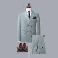 Men's Casual Boutique Double Breasted Business Suit Jacket Trousers Pants Set Blazers Coat