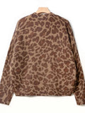 Women Leopard Knit Sweater Spring Ladies Loose Casual Pullover Tops