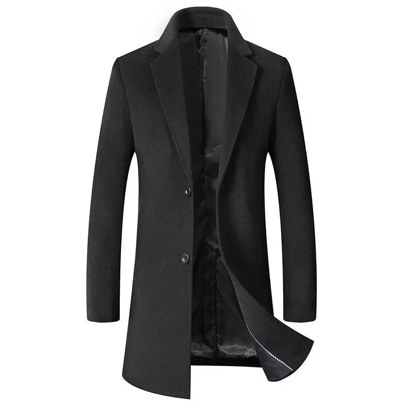 Male Long Woollen Overcoat High-end Wool Men's Solid Casual Business Woolen Coat Autumn and Winter