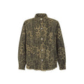 Leopard Long Sleeve Shirts Mens High Street Loose Lapel Raw Edge Shirts Men