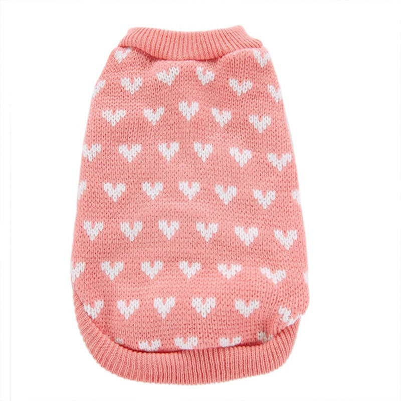 Cute Cat Sweater Classic Heart Graphic Cat Clothes Soft Warm Pet Clothing For Autumn And Winter