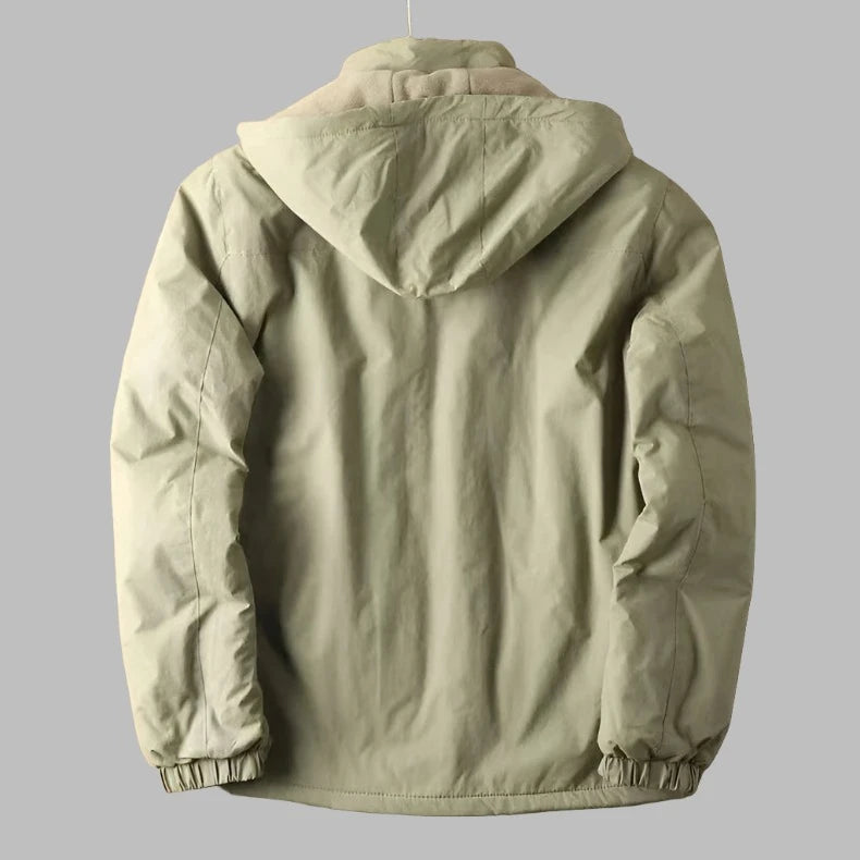 Fleece Lined Warm Jacket Outdoor Jacket With Hood Spring Autumn Windbreaker Hooded Jacket Mens Coats