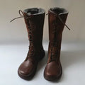 Genuine Leather Warm Snow Boots Wide Toe Thick Wool Fur Knee-high Women's Winter Boots