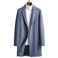 Autumn Winter Woolen Coat Men Slim Fit Long Woolen Blend Coat Thick Jacket Overcoat