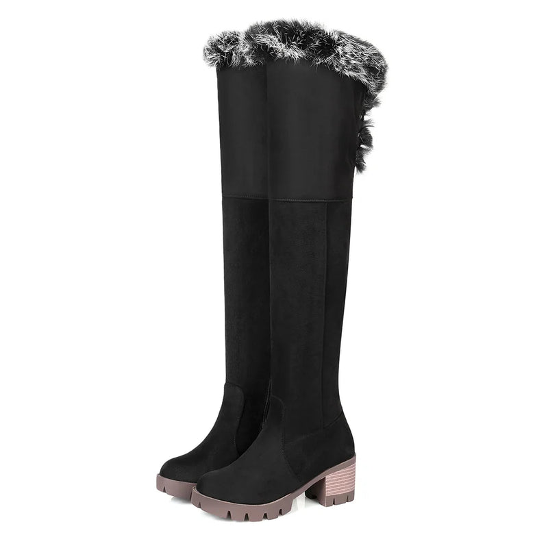 Winter Furry Warm Women Snow Boots knee Shoes