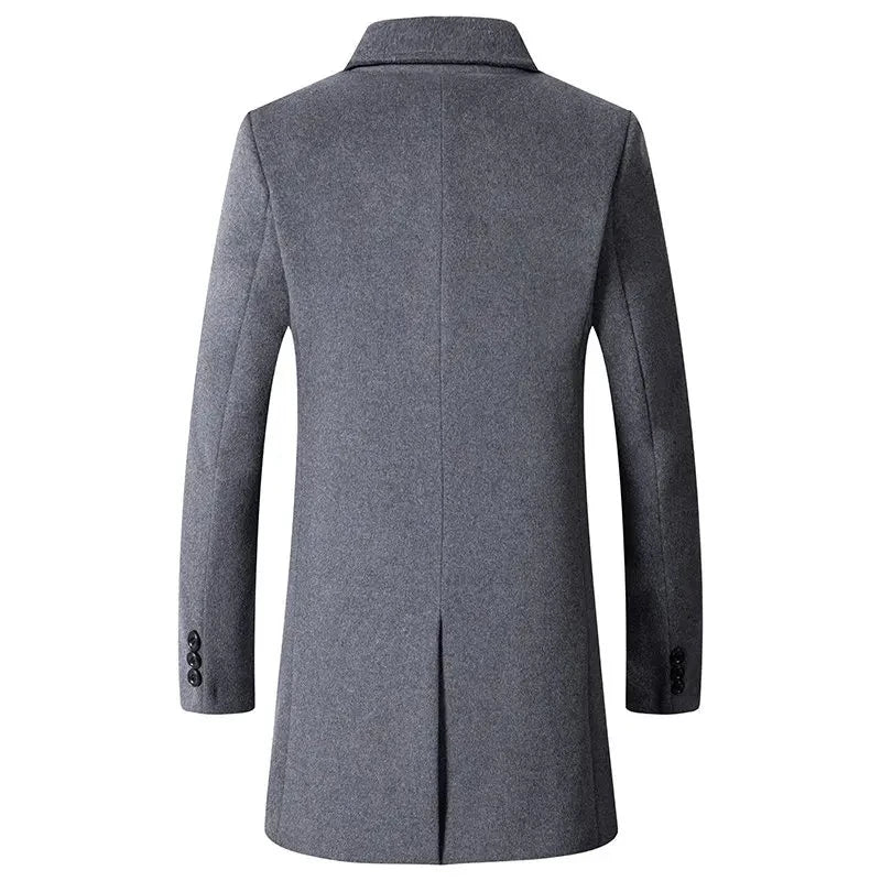 Male Long Woollen Overcoat High-end Wool Men's Solid Casual Business Woolen Coat Autumn and Winter