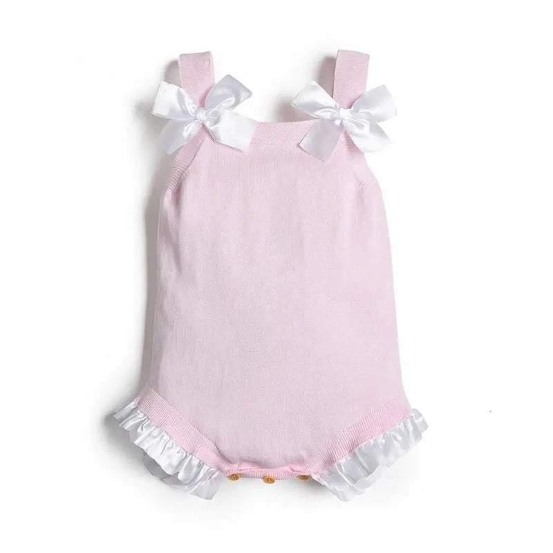 Baby Girls Rompers Pink Cotton Princess Jumpsuit Bow Sleeveless Infant Kids Climb Children Clothing Bodysuit