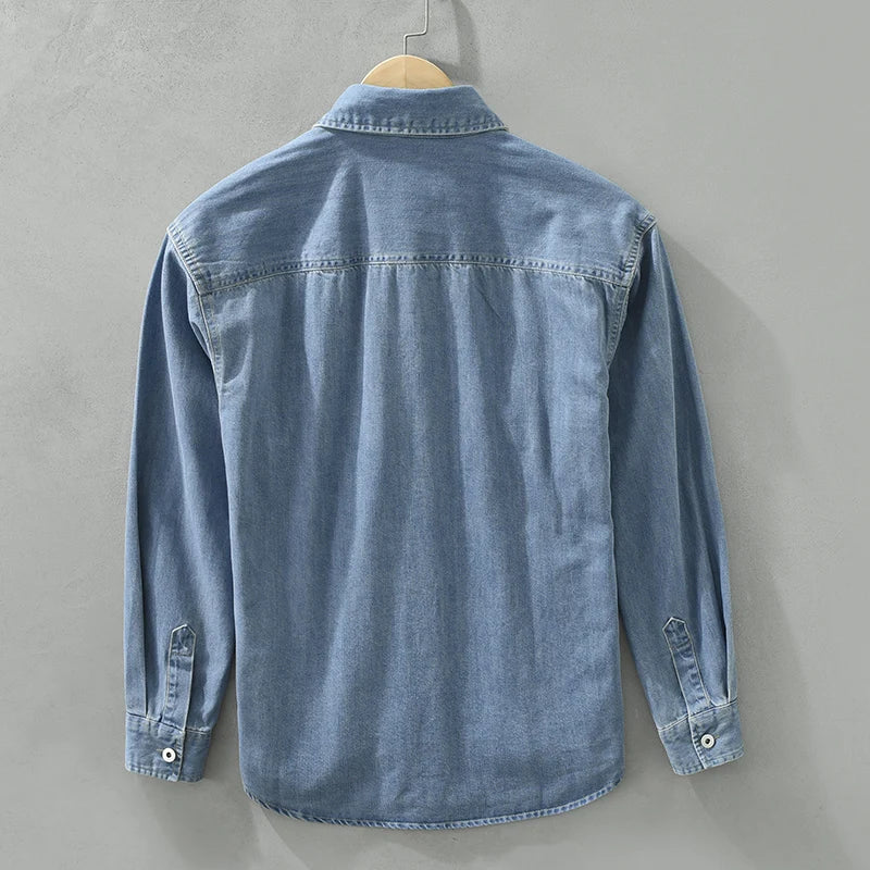 Retro Casual Wear Men's Denim Shirt Coat Jeans Tops Clothing